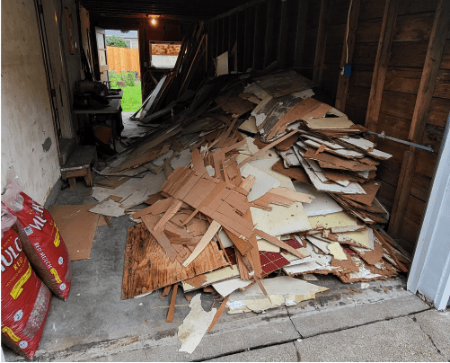 Garage with unwanted household items